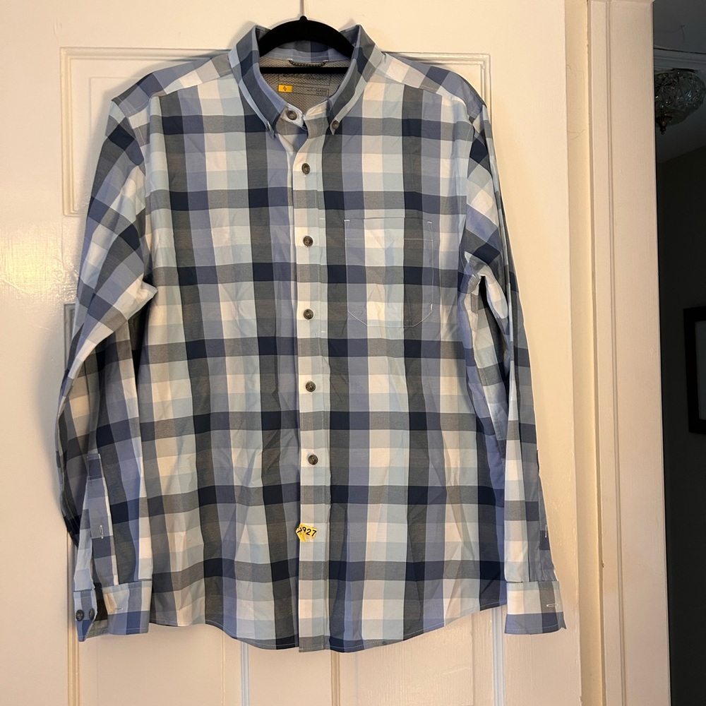 Eddie Bauer Blue and White Plaid Men's Shirt